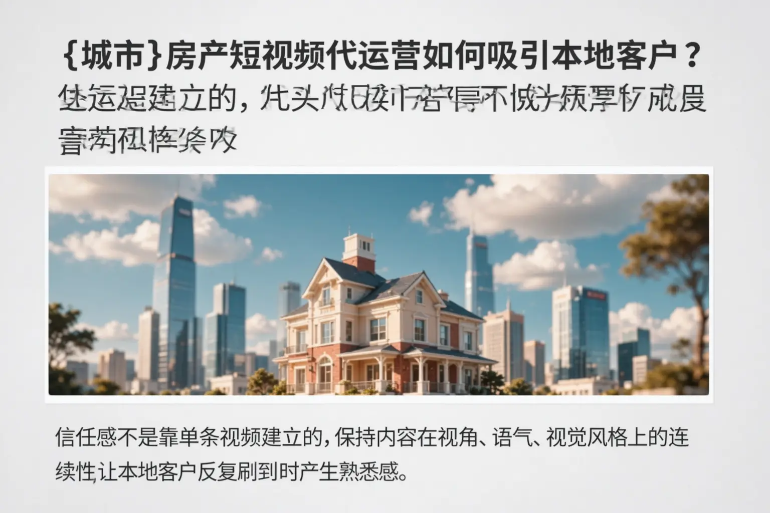 城区房产短视频代运营如何吸引本地客户？